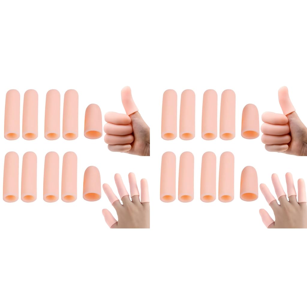 MAYCREATE Finger Protection Gel Support Gloves for Cracking and Arthritis | 20PCS Silicone Apricot Covers