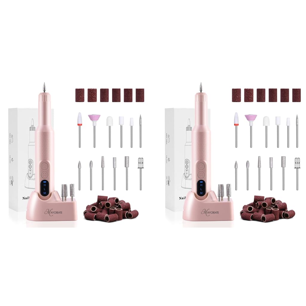 MAYCREATE Nail Drill Machine for Manicure and Pedicure with LCD Display and 20000rpm | USB Rechargeable Cordless Design