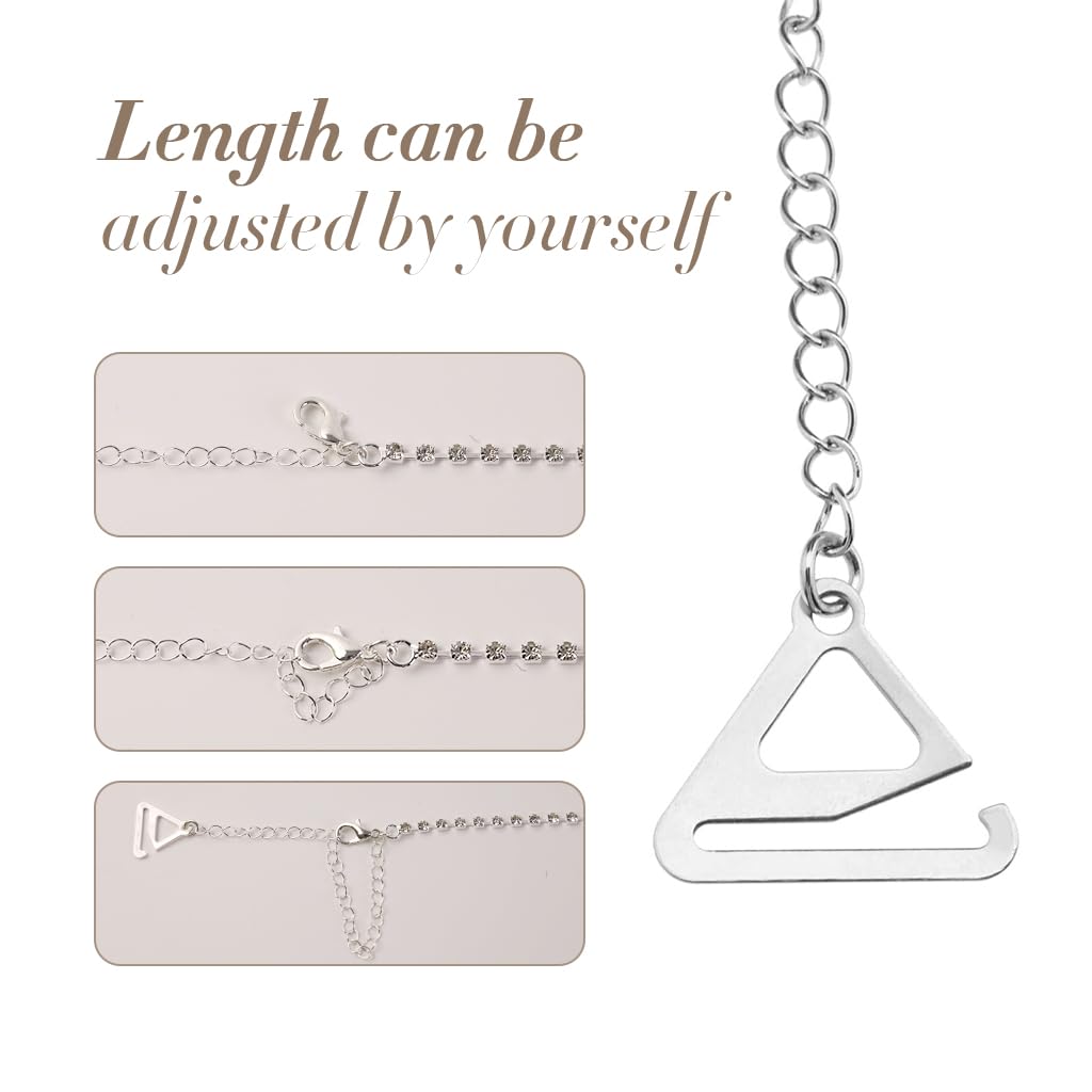 MAYCREATE Bra Straps for Women featuring Adjustable 42–45 cm Crystal Chain | Silver and Gold