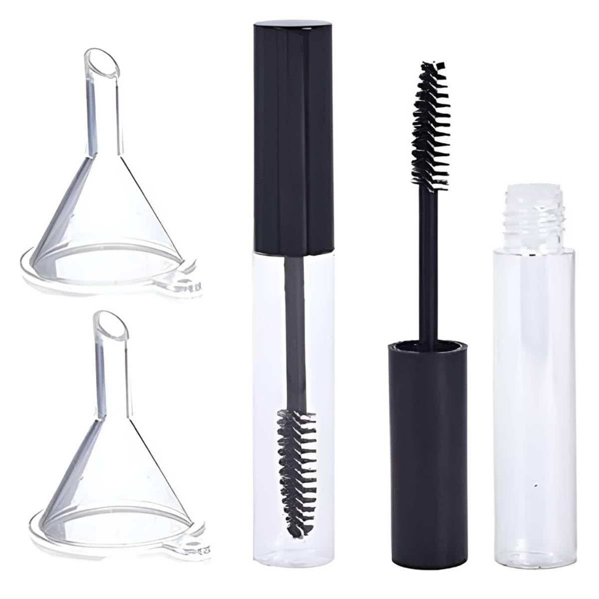 MAYCREATE Mascara Tube Set for Castor Oil with 10ml Bottles and Spiral Brush | Travel Kit