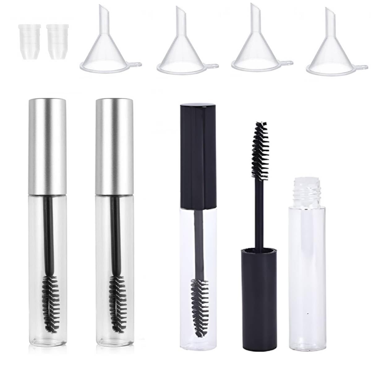 MAYCREATE Empty Mascara Tube for Castor Oil with Brush Kit including 2pcs 10ml PETG Bottles