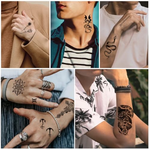 MAYCREATE® 36 Sheet Temporary Tattoo for Men Waterproof, Large Forearm Tattoo for Men Women, Tattoo Sticker for Arm Legs, Half Arm Band Tattoo, Fake Black Tattoos for Party Perform Makeup