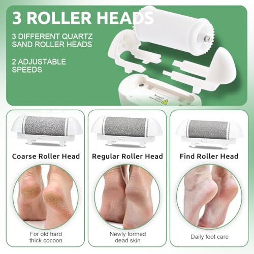 MAYCREATE® Callus Remover with 3Pcs Grinding Head &Pedicure Tools Foot Scrubber for Dead Skin Pedicure Kit for Women Pedicure Machine Rechargeable Foot Care