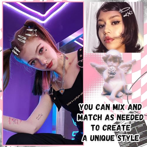 MAYCREATE® 20PCS Hair Clips for Girls Women Y2K Accessories Cute Metal Star Pins Fashion Style Barrettes Gifts Korean Stylish Punk