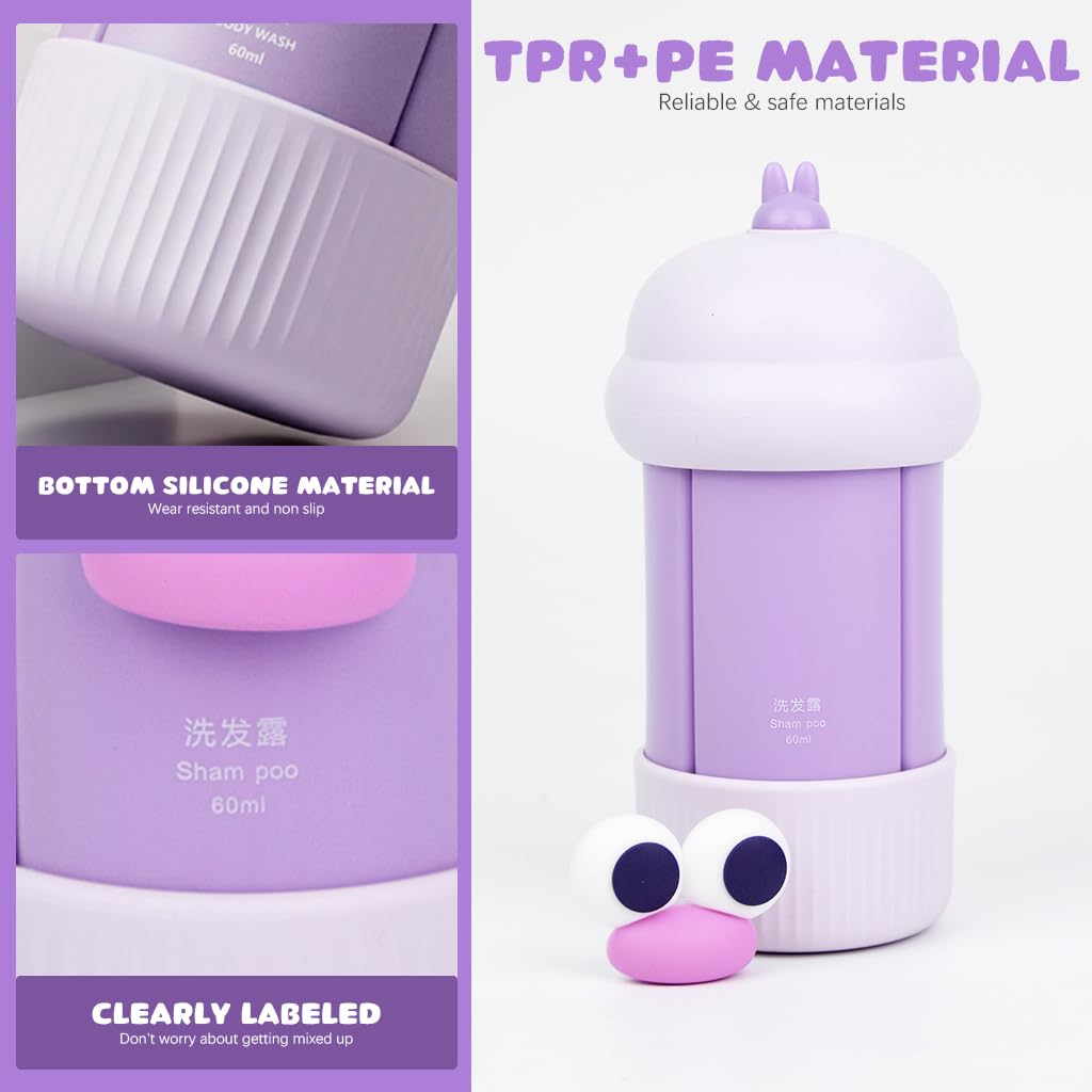 MAYCREATE Travel Bottles Set for Toiletries with Leak Proof Flip Up Lids and Modular 60ml Design | Silicone Containers for Shampoo and Lotion