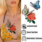 MAYCREATE® 40 Sheets Waterproof Temporary Tattoos Sticker for Women Color Flowers Roses Butterflies Assorted Tattoo for Arm 120 PCS