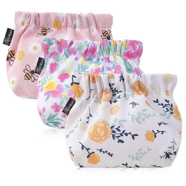 MAYCREATE Small Pouches for Women for Travel and Daily Use featuring Self Closing Design | 3pcs 13×13cm Oxford Cloth Makeup Bags