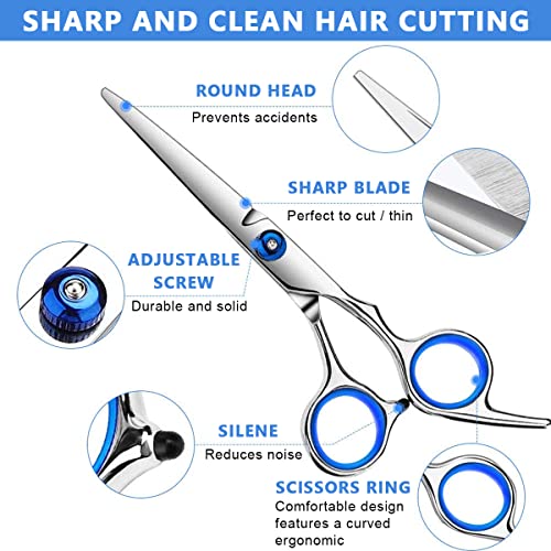 MAYCREATE® Full Set Hair Cutting Scissors Kit Professional Hair Dressing Barber with Storage Case for Men Women Adult Kids Cut 2 PCS