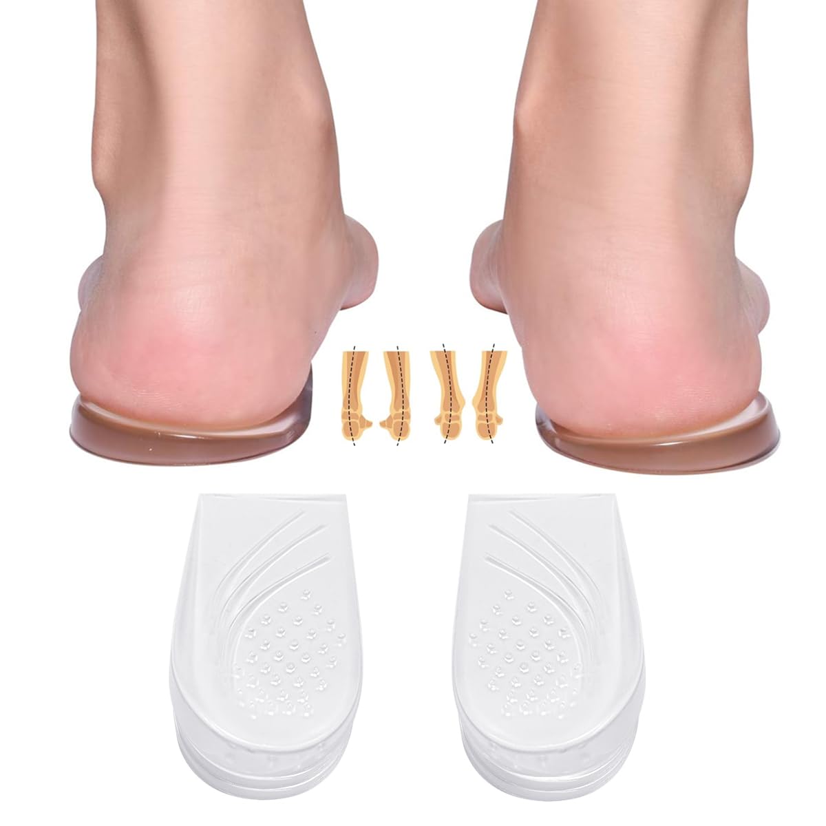 MAYCREATE Adjustable Orthotics Shoe Insert Heel Wedge for Supination & Pronation Correction Self-adhesive Gel Orthotics Shoe Insert for Improving Bow Legs, Knee Pain, Foot Alignment, One Pair