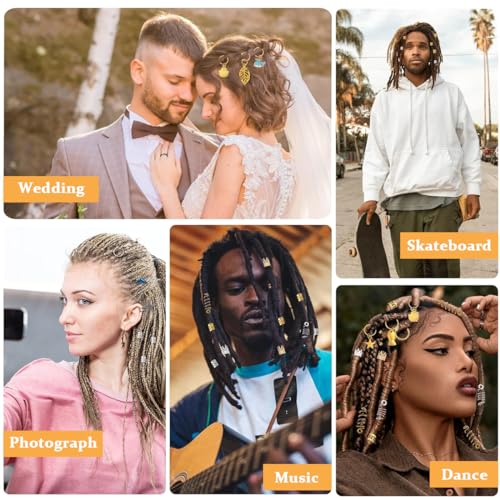 MAYCREATE® 292pcs Hair Jewelry for Braids & Dreadlocks, Assorted Stylish Metal Hair Pendants, Coils Rings Clips Accessories for Women & Girls