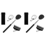 MAYCREATE 3 in 1 Back Scratcher with Interchangeable Heads and Telescoping Metal Handle | 2PCS Black