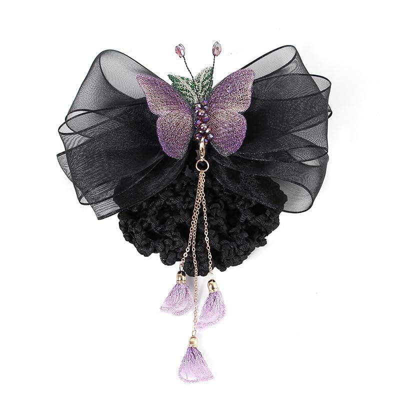 MAYCREATE® Hair Net Barrette Floral Bun Clips For Women Girls Gift, Hair Bun Accessories Spring Clip Hairnet For Dancer Nurse Work Or Daily