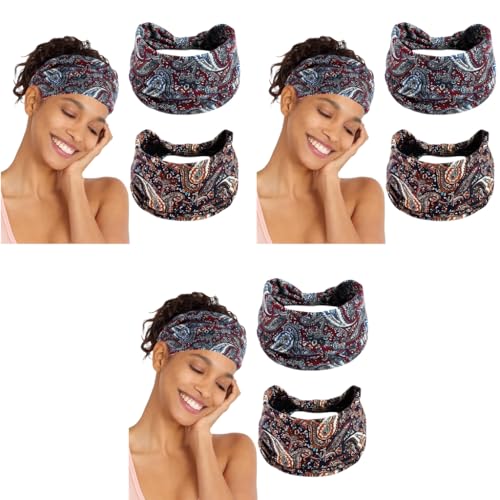 MAYCREATE® 6PCS Fashion Sport Headbands for Women Moisture Wicking Stretchy Pre Tie Running Hairbands Quick Drying Boho Stylish Bands Yoga Jogging