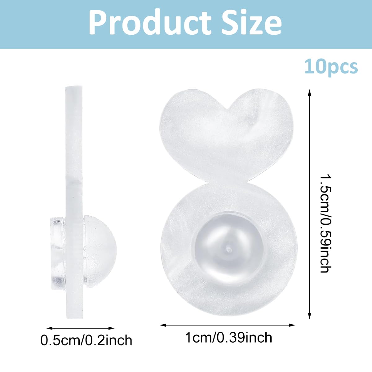 MAYCREATE Earring Backs for Droopy Ears 10Pcs featuring Heart Shaped Acrylic Charm | Rubber Grip for Women and Girls Earrings