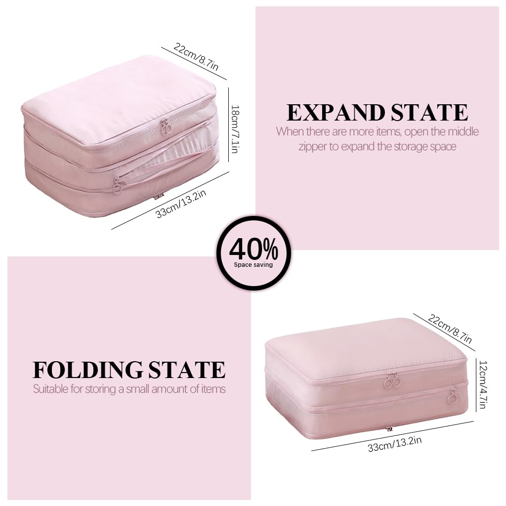 MAYCREATE Compression Packing Cubes for Clothes with Double Layer Design and Waterproof Fabric 33x22x18cm