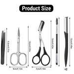 MAYCREATE Eyebrow Trimmer Kit 6 Pcs for Precise Grooming with Stainless Steel Tools | Travel Ready for Women and Men