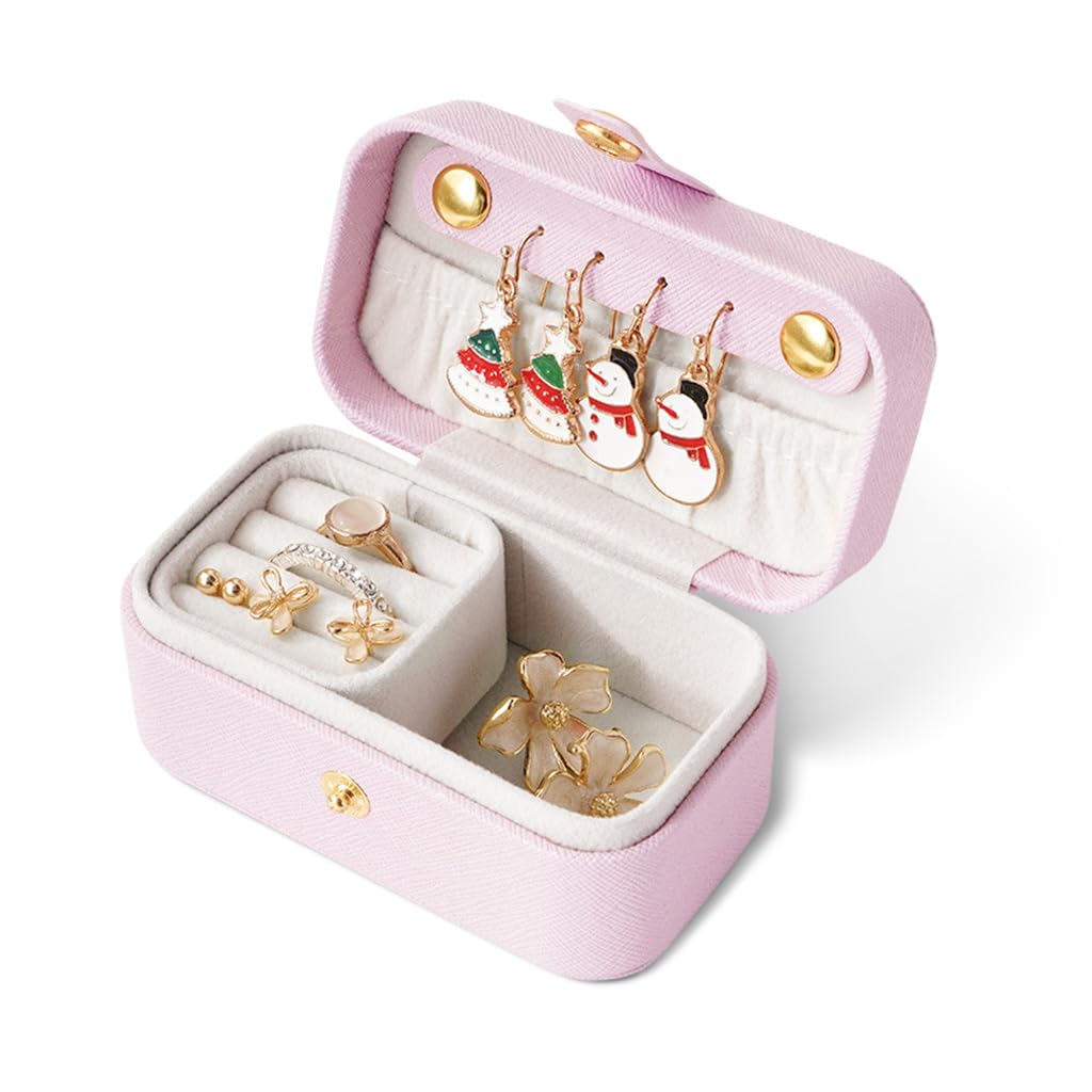 MAYCREATE Travel Jewelry Box for Women featuring Removable Ring Holder and Plush Lining | Compact Organizer for Earrings and Necklaces