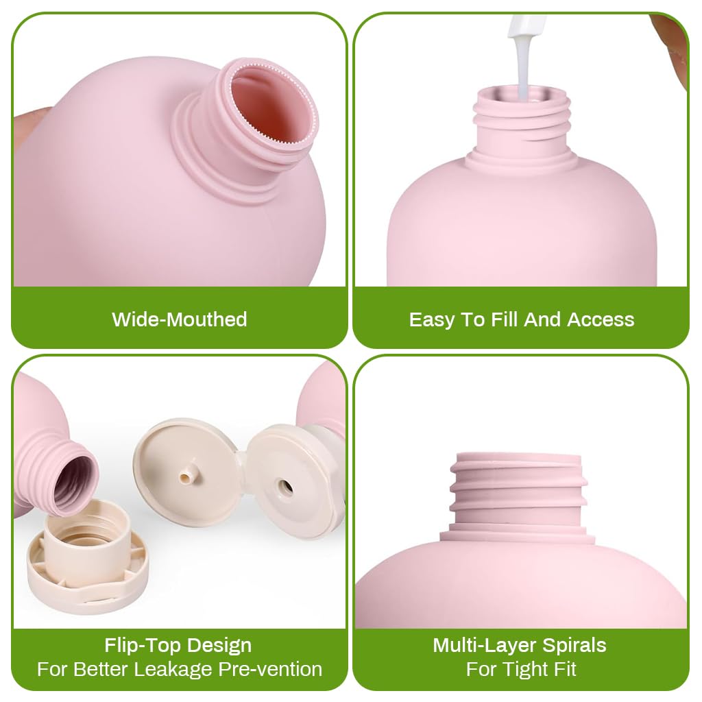 MAYCREATE Travel Bottle Kit for Toiletries with Leakproof Flip Lid and 260 ml PE Bottles | Refillable Set for Lotion and Shampoo