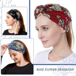 MAYCREATE® Head Band for Women 6PCS Knotted Hair Bands Flower Print Fashion Stretchy Headbands Makeup Running Yoga Fitness