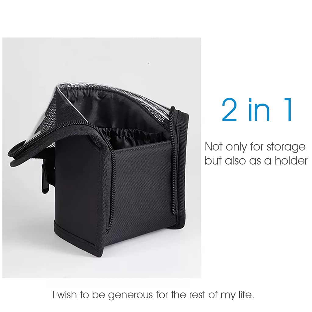 MAYCREATE Makeup Pouch for Travel featuring 2 in 1 Stand Up Holder and Oxford Cloth Design | Black