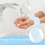MAYCREATE Spa Headband Wristband Set for Face Washing with Sunflower Edge Design | Soft Blue Coral Fleece for Women and Girls