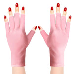 MAYCREATE® Anti UV Gloves for Gel Nail Lamp, Professional UV Protection Gloves for Manicures, UPF 50+ Stretchy Women Fingerless Nail Dryer UV Gloves for Nails - Pink