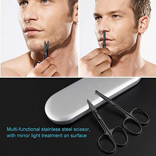 MAYCREATE® Nose Scissors Beard For Men Mustache Eyebrow Trimmer Stainless Steel Set with Storage Box X 2