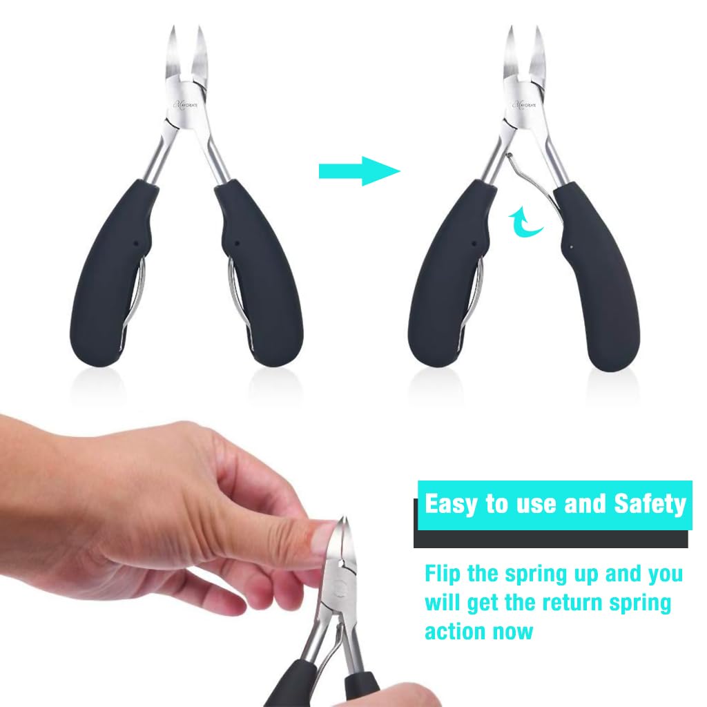 Maycreate Toe Nail Clipper for Ingrown or Thick Toenails with Long Handle and Soft Grip for Seniors