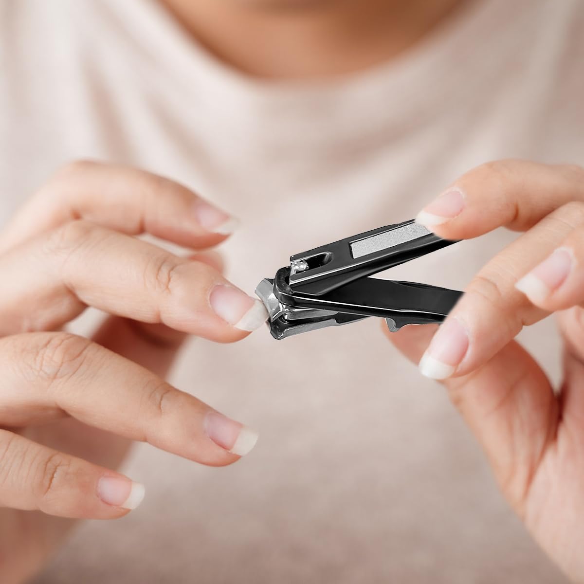 MAYCREATE Nail Clipper with 360° Rotatable Head and Long Handle Stainless Steel Cutter | Built in Nail File and PU Sleeve