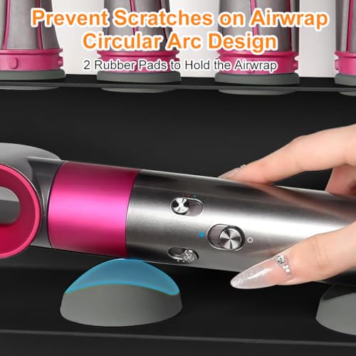 MAYCREATE® Curling Iron Holder Attachments for Dy*on Airwrap Organizer Stand on Desktop, Hair Wrap Storage Rack Accessories Wall Mounted-Black