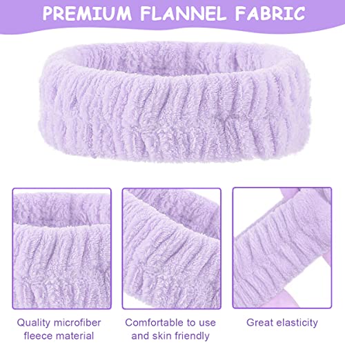 MAYCREATE® 3Pcs Spa Headband Wristband Combo Set, Elastic Hair Band for Women Stylish, Microfiber Face Wash Hairband Wrist Wash Bands for Face Washing, Makeup, Yoga, Fitness (Purple) 9 PCS
