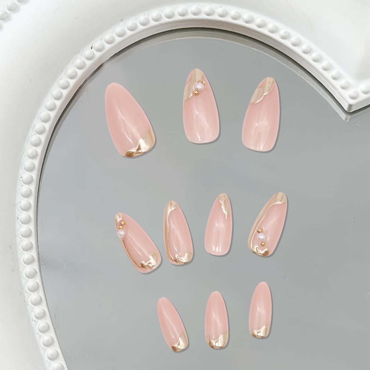 MAYCREATE Press On Nails for DIY Nail Art featuring 3D Embossed Almond Design 24 Pcs Set