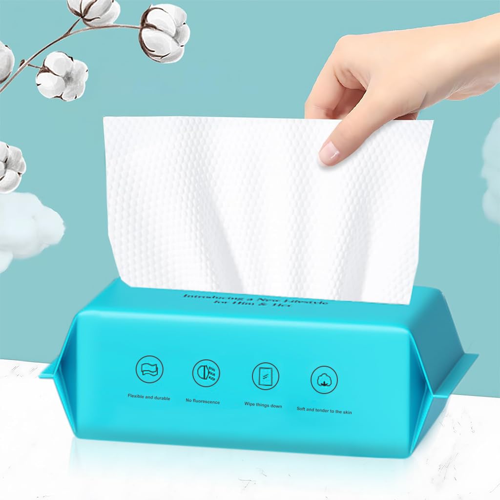 MAYCREATE Disposable Towels for Face and Baby Care featuring Dry and Wet Dual Use | 144 Count 100% Cotton
