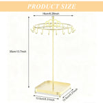 MAYCREATE Rotating Metal Necklace Holder Organizer with Acrylic Tray and 18 Hooks | Space-Saving Jewelry Display Stand