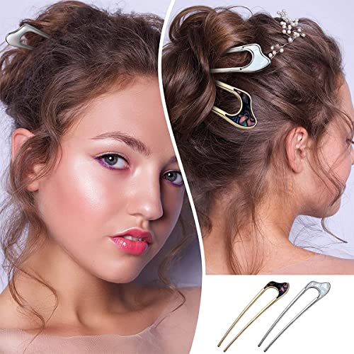 MAYCREATE® 12PCS Magic Grip Hair Pins for Women, Metal Bun Dtick for Hair Juda Pins for Hair Bun U Shaped Hairpin Vintage Hair Chignon Pins Hairstyle Bride Hair Accessories for Women Girls