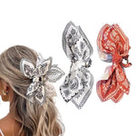 MAYCREATE® Bow Hair Clips - 2PCS Big Black White Bows for Women Girls, Butterfly Styling Clips for Thick Hair