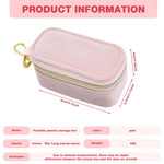 MAYCREATE Jewellery Organiser Box for Travel with Secure Zipper and Plush Interior 8x4x4cm | Ideal Gift for Women