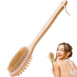 MAYCREATE Back Scrubber for Bathing with 14.5 in Wooden Handle featuring Dual-Sided Bristles | Natural Exfoliating and Massage Brush