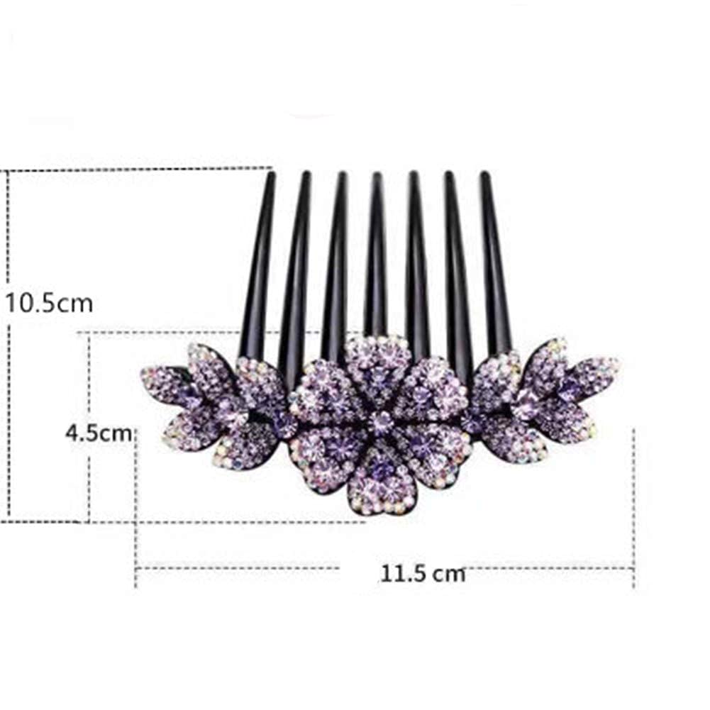 MAYCREATE Hair Clips with Flower Comb Pins for Women featuring Acrylic Body 12 x 11 x 5cm | Dark Purple Bridal Barrette