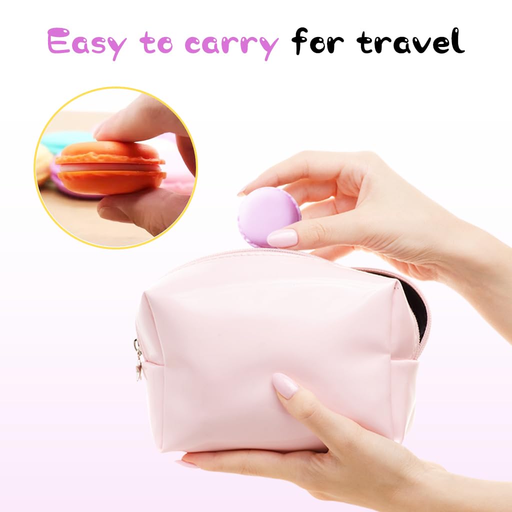 MAYCREATE 6Pcs Mini Travel Jewelry Box Creative Colorful Macaron Case Plastic Macaron Jewelry Box Storage Boxes for Makeup Bags Multi Purpose Storage Box for Earrings, Chain Bracelets, Necklace