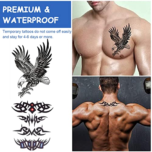 MAYCREATE® 42 Sheets Tattoo Sticker for Men Eagle Temporary Tattoos Skull Variety Assorted for Body Art Waterproof for Women 84 PCS
