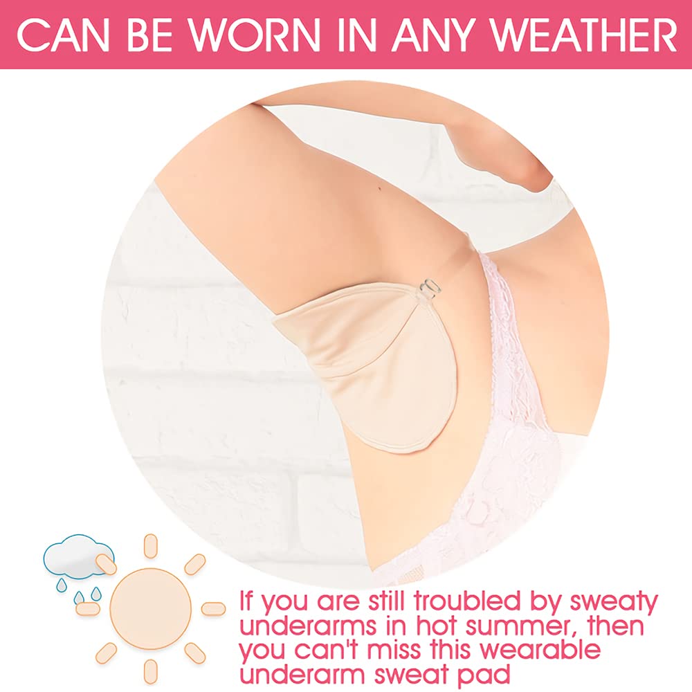 MAYCREATE Sweat Pads for Underarms with Invisible Shoulder Strap and Washable Polyester | 2 Pcs Reusable Pads for Women and Men