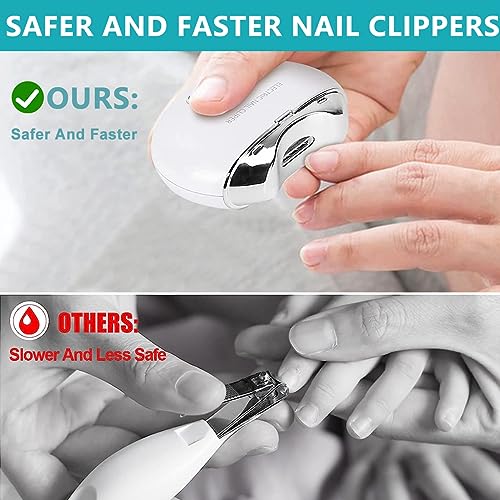 MAYCREATE® Electric Nail Clipper with Uv Light USB Rechargeable 3 Speeds Anti-Splash Trimmer Dust Bin for Baby 1 Count 2PCS
