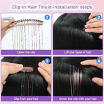 MAYCREATE® 18PCS Hair Tinsel Extensions for Women Girls Glitter 20 Inch Clip-in Fairy Highlight Sparkling Clips Party Festival Colorful