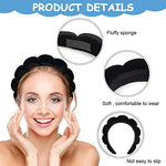 MAYCREATE® Facial Spa Headband for Women Girls, Soft Sponge Headband for Face Washing, Shower, Makeup Headband Fashion Clouds Hairband Non Slip Hair Hoop Headwear, Black 2 PCS