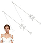 MAYCREATE® beaded bra strap replacements 2pcs fashion white pearl bra straps with bow charm for off shoulder outfits evening wear compatible with standard bras adjustable decorative lingerie looks