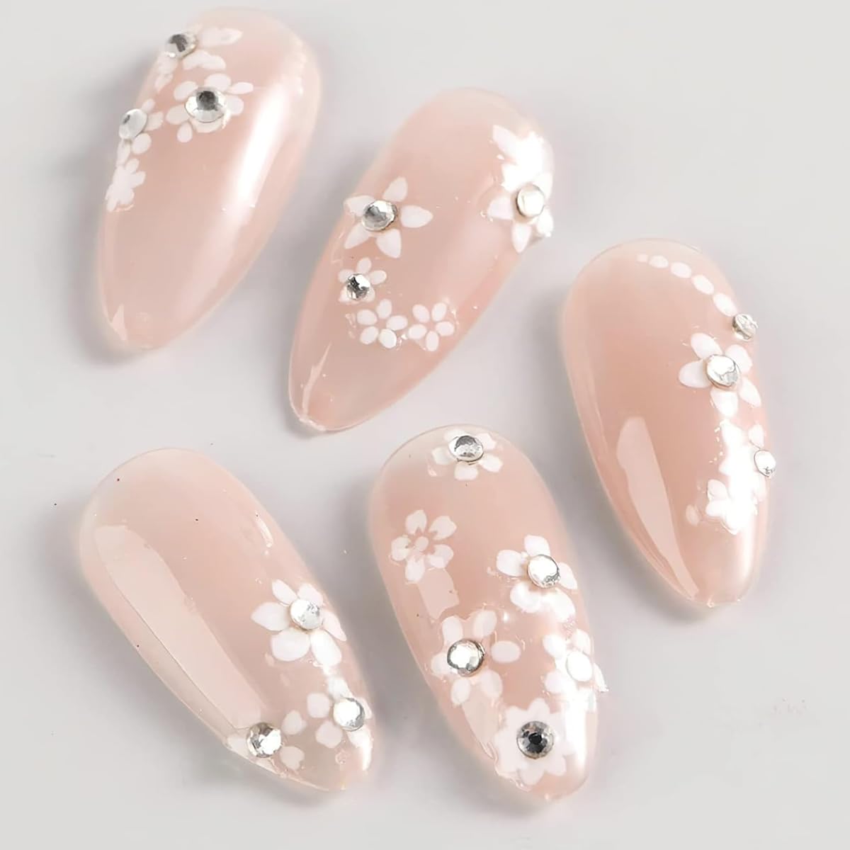 MAYCREATE Nail Art Stickers for Manicure Decoration featuring 30 Sheets 3D Self Adhesive White Flowers | Ideal for Women and Girls