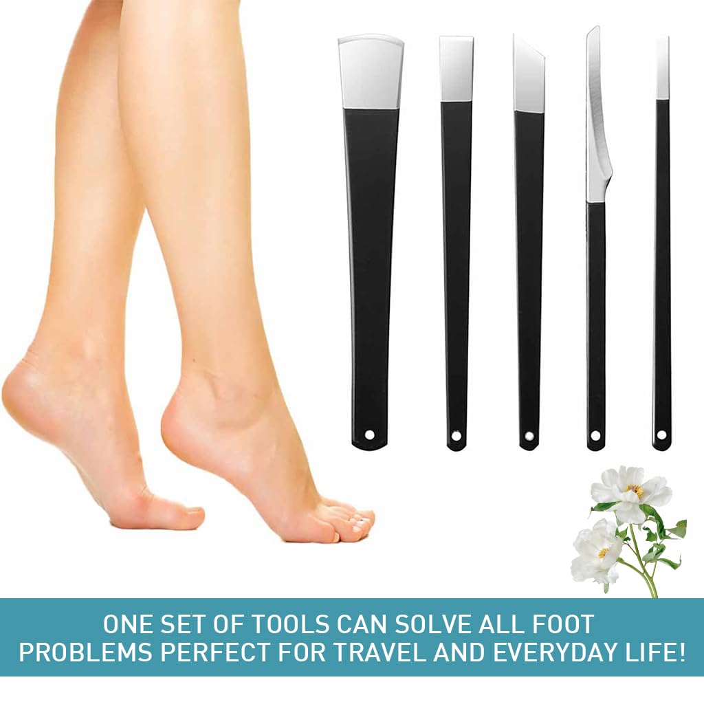 MAYCREATE Pedicure Tool Kit for Foot Care with 5Pcs Stainless Steel Shavers | Frosted Grip