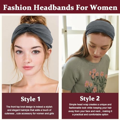 MAYCREATE® 6PCS Wide Hair Band for Women Girls, Stretchy Bands, Twisted Knots Wrap, Soft Dacron Turban for Face Clean, Makeup, Yoga, Workout