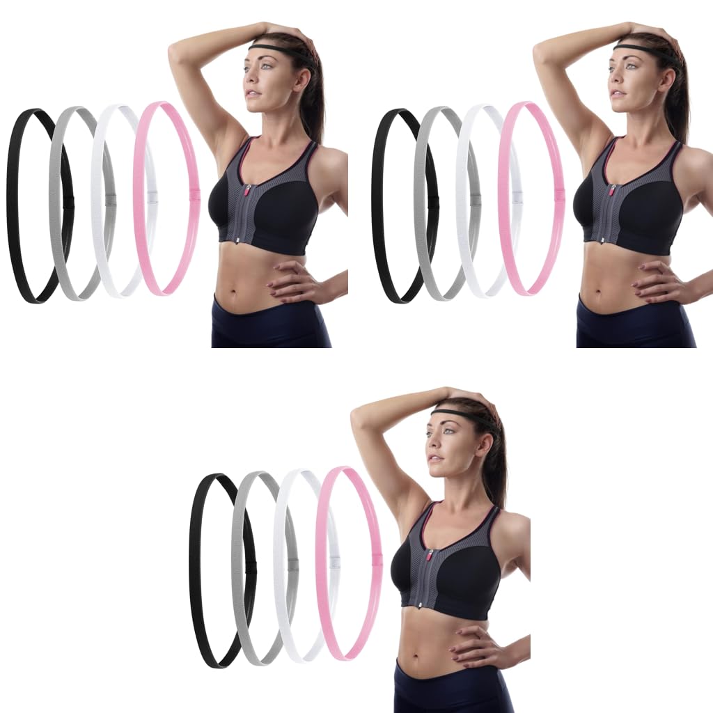 MAYCREATE Sports Hair Band for Men and Women 12PCS featuring Sweat Proof Moisture Wicking Design